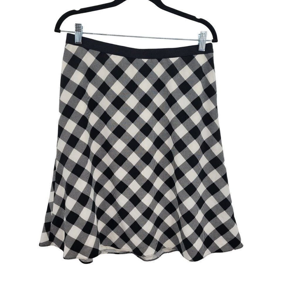 Vtg 90s‎ Twee Coquette Picnic Plaid Skater Skirt Sz 8 Black White Pinup Checked